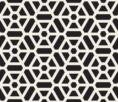 Vector Seamless Black and White Lines Grid Pattern Stock Illustration