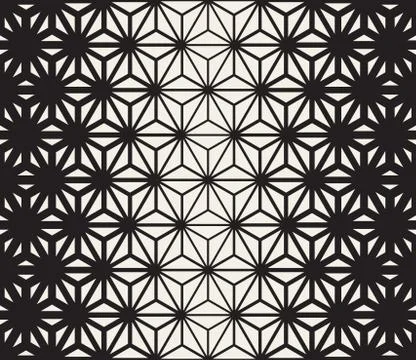 Vector Seamless Black and White Triangle Lines Grid Pattern Stock Illustration