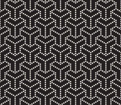 Vector Seamless Black and White Dotted Lines Grid Pattern Stock Illustration