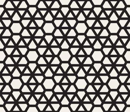 Vector Seamless Black And White Geometric Triangle Grid Pattern 스톡 일러스트