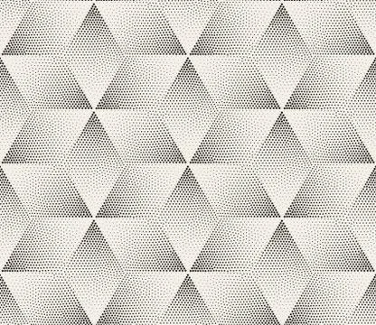 Vector Seamless Black and White Stippling Halftone Gradient Rhombus Pattern Stock Illustration