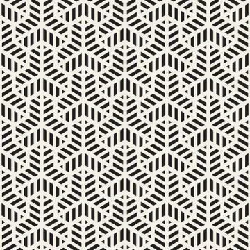 Vector Seamless Black And White Geometric Grid Pattern Stock Illustration