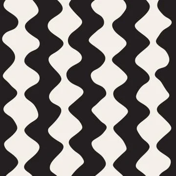 Vector Seamless Black and White Hand Drawn ZigZag Lines Pattern Stock Illustration