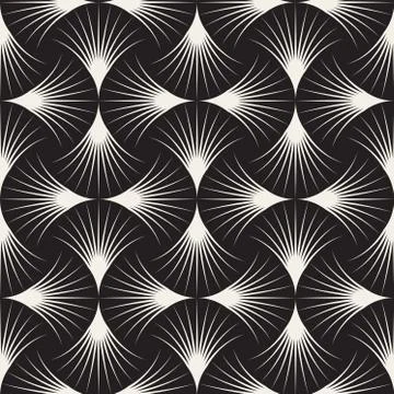 Vector Seamless Black and White Arc Lines Grid Pattern Illustrazione stock