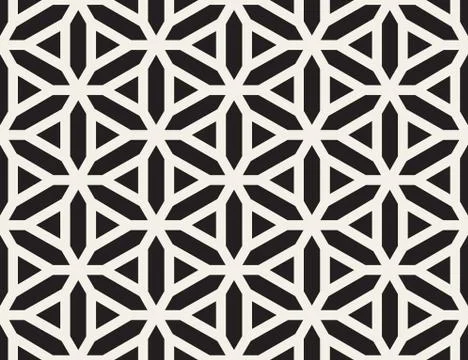 Vector Seamless Black and White Lines Grid Pattern 스톡 일러스트
