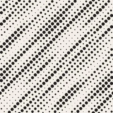 Vector Seamless Black and White Diagonal Halftone Circle Lines Pattern Stockillustratie