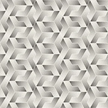 Vector Seamless Black and White Stippling Shapes Pattern Illustrazione stock