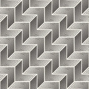 Vector Seamless Black and White Stippling Chevron Shapes Pattern Illustrazione stock