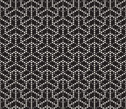Vector Seamless Black and White Dotted Lines Grid Pattern 스톡 일러스트