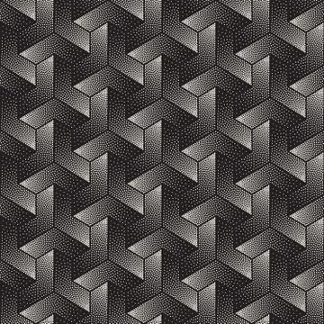 Vector Seamless Black and White Stippling Shapes Pattern Stock Illustration