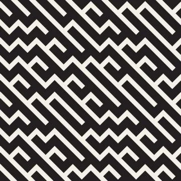 Vector Seamless Black And White Irregular Diagonal Lines Pattern Stock Illustration