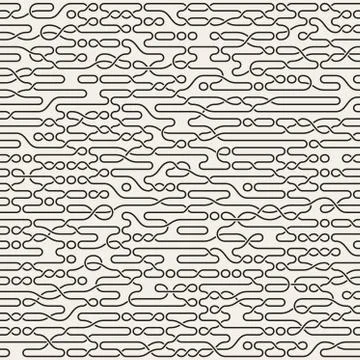 Vector Seamless Black and White Irregular Horizontal Braid Lines Pattern Stock Illustration