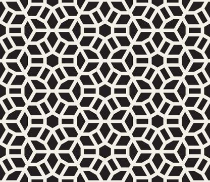 Vector Seamless Black and White Lines Grid Pattern Stock Illustration