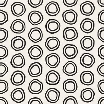 Vector Seamless Black and White Hand Drawn Circles Pattern 스톡 일러스트