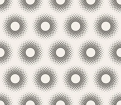 Vector Seamless Black and White Circle Halftone Pattern Stock Illustration