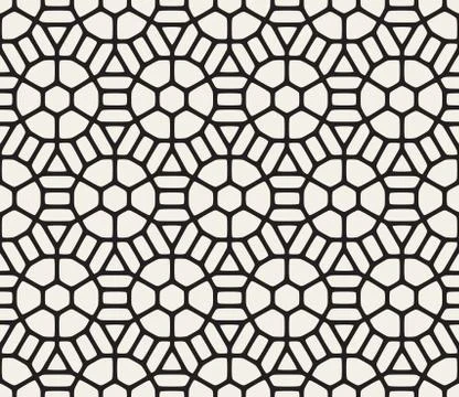 Vector Seamless Black And White Geometric Rounded Grid Pattern Illustrazione stock