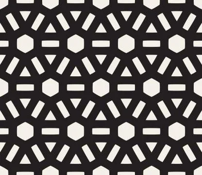 Vector Seamless Black and White Lines Grid Pattern 스톡 일러스트
