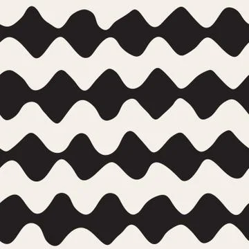 Vector Seamless Black and White Hand Drawn ZigZag Lines Pattern Illustrazione stock