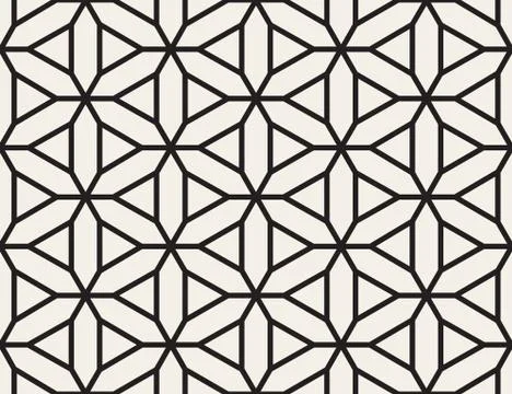 Vector Seamless Black and White Lines Grid Pattern Stock Illustration