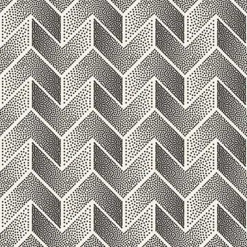 Vector Seamless Black and White Stippling Chevron Shapes Pattern Illustrazione stock