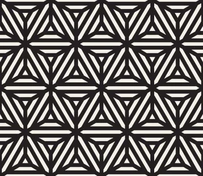 Vector Seamless Black and White Lines Grid Pattern Stock Illustration