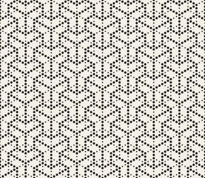 Vector Seamless Black and White Dotted Lines Grid Pattern Stock Illustration