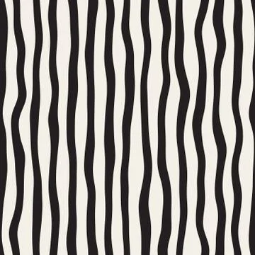 Vector Seamless Black and White Hand Drawn Stripes Pattern Stock Illustration