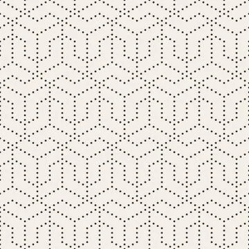 Vector Seamless Black and White Dotted Lines Grid Pattern Stock Illustration
