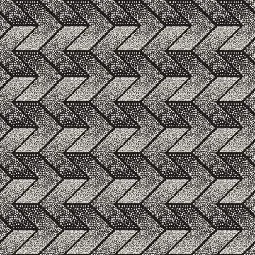 Vector Seamless Black and White Stippling Chevron Shapes Pattern Illustrazione stock