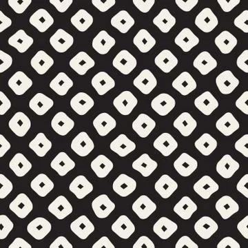 Vector Seamless Black and White Hand Drawn Rhombus Pattern Stock Illustration