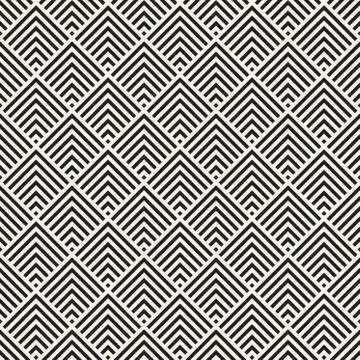 Vector Seamless Black and White Rhombus Stripes Geometric Pattern Illustrazione stock