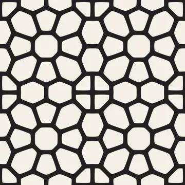 Vector Seamless Black and White Rounded Lace Pattern Illustrazione stock