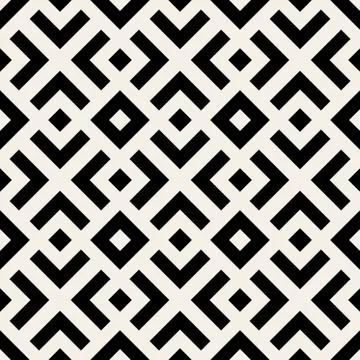 Vector Seamless Black And White  Geometric Lines Pattern Stock Illustration