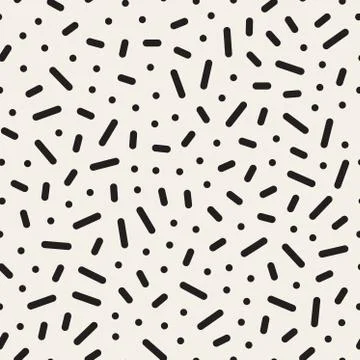 Vector Seamless Black And White Jumble Geometric Lines Memphis Pattern Stock Illustration