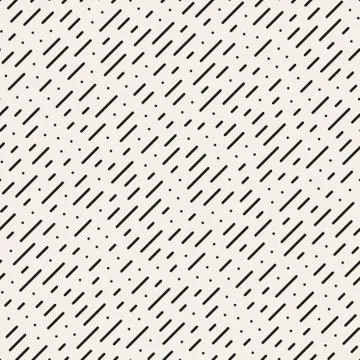 Vector Seamless Black and White Diagonal Dashed Lines Rain Pattern Stock Illustration