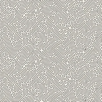 Vector Seamless Black And White Coral Organic Line Texture Pattern Stockillustratie