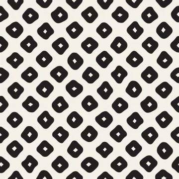 Vector Seamless Black and White Hand Drawn Rhombus Pattern Stock Illustration