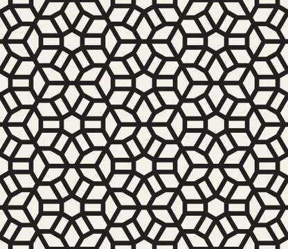 Vector Seamless Black and White Lines Grid Pattern Stock Illustration