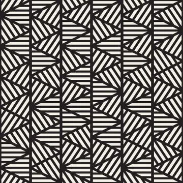 Vector Seamless Black And White Geometric Triangle Stripes Pattern 스톡 일러스트