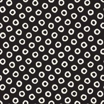 Vector Seamless Black and White Hand Drawn Circles Pattern Stock Illustration