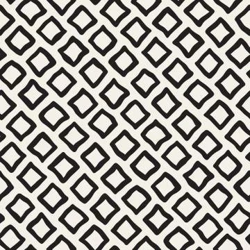 Vector Seamless Black and White Hand Drawn Rhombus Pattern イラスト素材