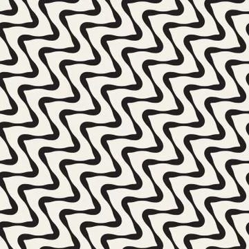 Vector Seamless Black and White ZigZag Diagonal Lines Pattern Illustrazione stock
