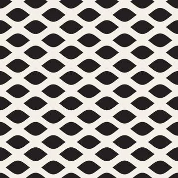 Vector Seamless Black and White Leaf Shape Pattern Stock Illustration