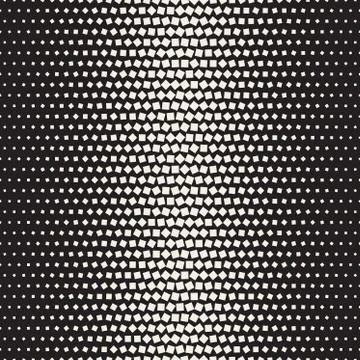 Vector Seamless Black and White Halftone Random Squares Pattern Illustrazione stock
