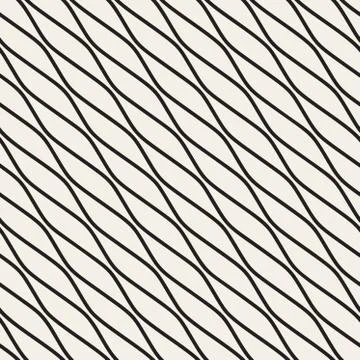 Vector Seamless Black and White Diagonal Wavy Lines Illustrazione stock