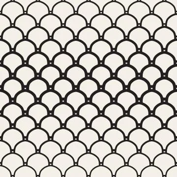 Vector Seamless Black and White Overlapping Circles Pattern Illustrazione stock