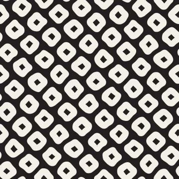 Vector Seamless Black and White Hand Drawn Rhombus Pattern Illustrazione stock
