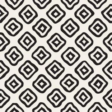 Vector Seamless Black and White Hand Drawn Rhombus Lines Pattern Illustrazione stock