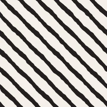 Vector Seamless Black and White Hand Drawn ZigZag Diagonal Stripes Pattern 스톡 일러스트