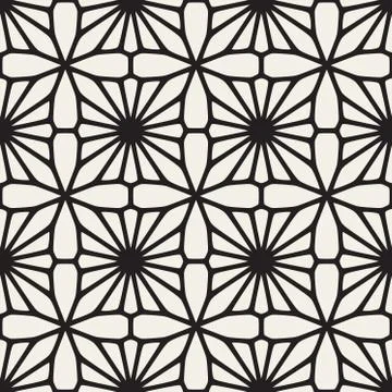 Vector Seamless Black and White Mosaic Lattice Pattern 스톡 일러스트